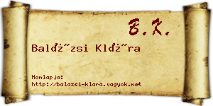 Balázsi Klára névjegykártya